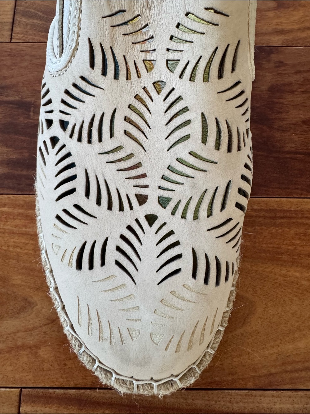 OluKai Beige Slip-On Laser-Cut Espadrille with Colorful Insole - Picture 5 of 7